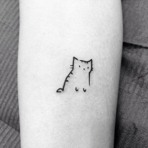 Outlined Cat Tattoo